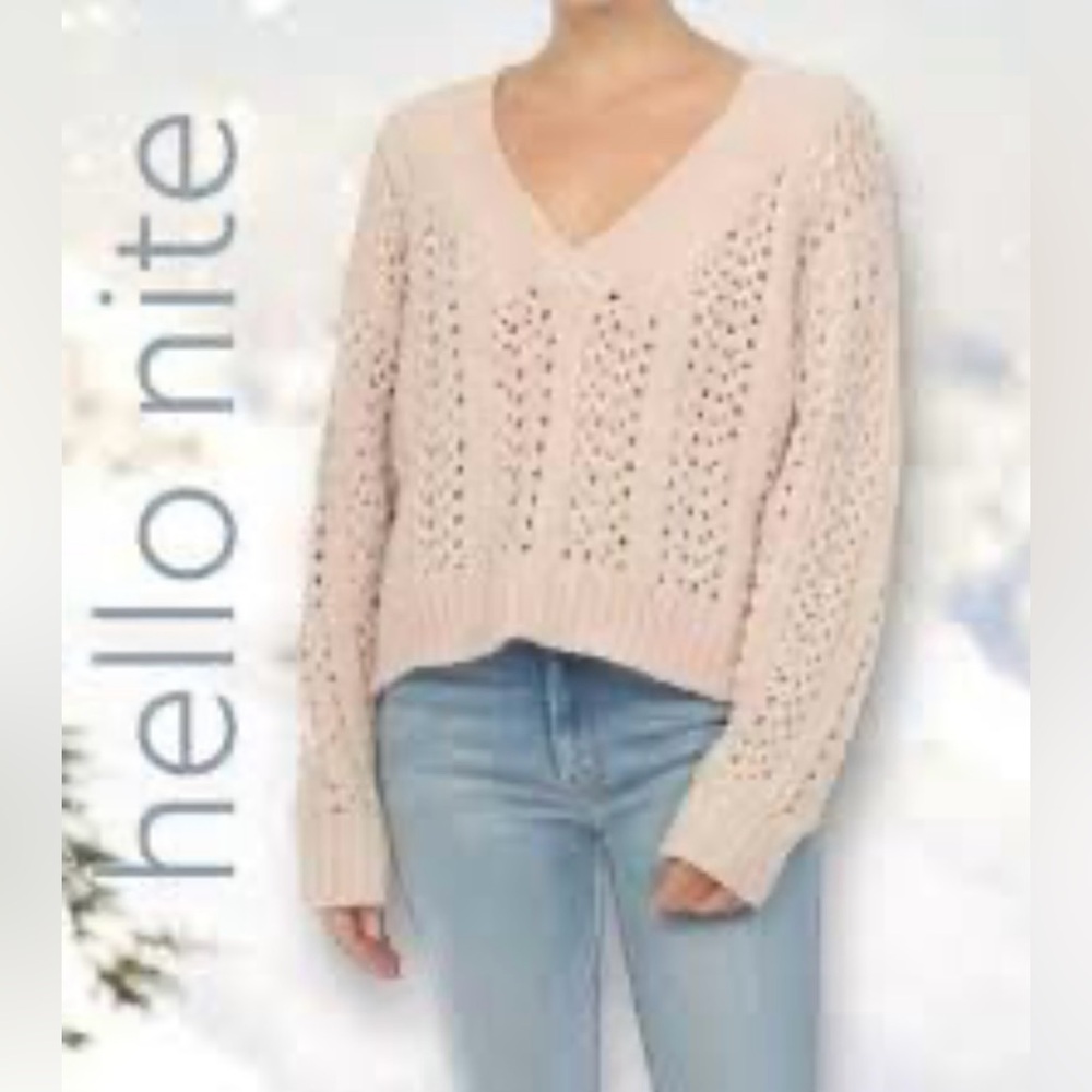 Revolve Hello Nite Morocco NWT  V Neck Sweater Oatmeal Color Size M